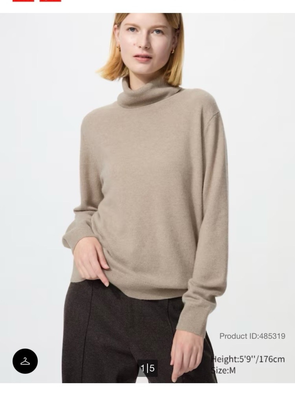 Uniqlo Beige Cashmere Turtleneck